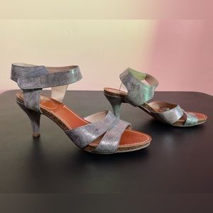 Shiny silver heels